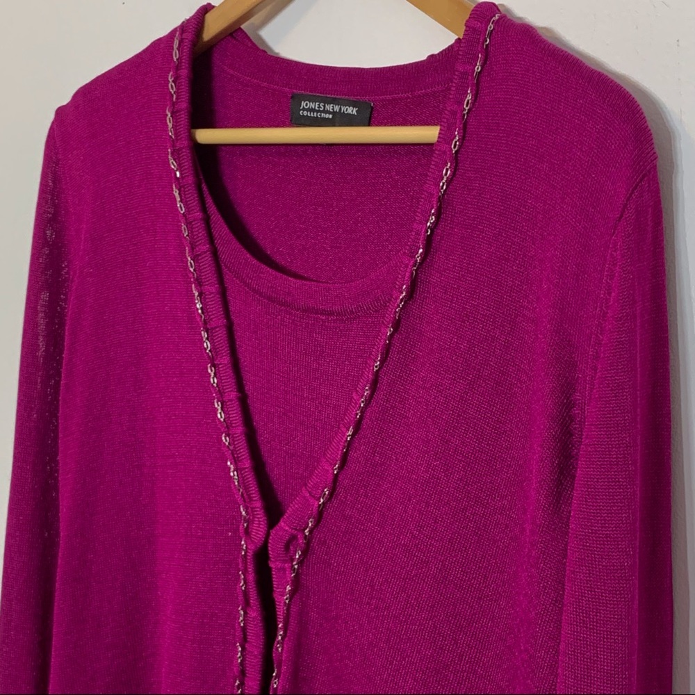 EUC Jones New‎ York Collection Fuchsia Sweater Set